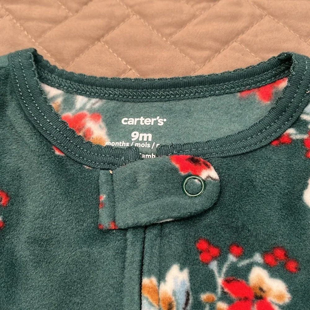 Carter's Baby Floral Zip-Up Fleece Sleep & Play Pajamas/NWT/9M